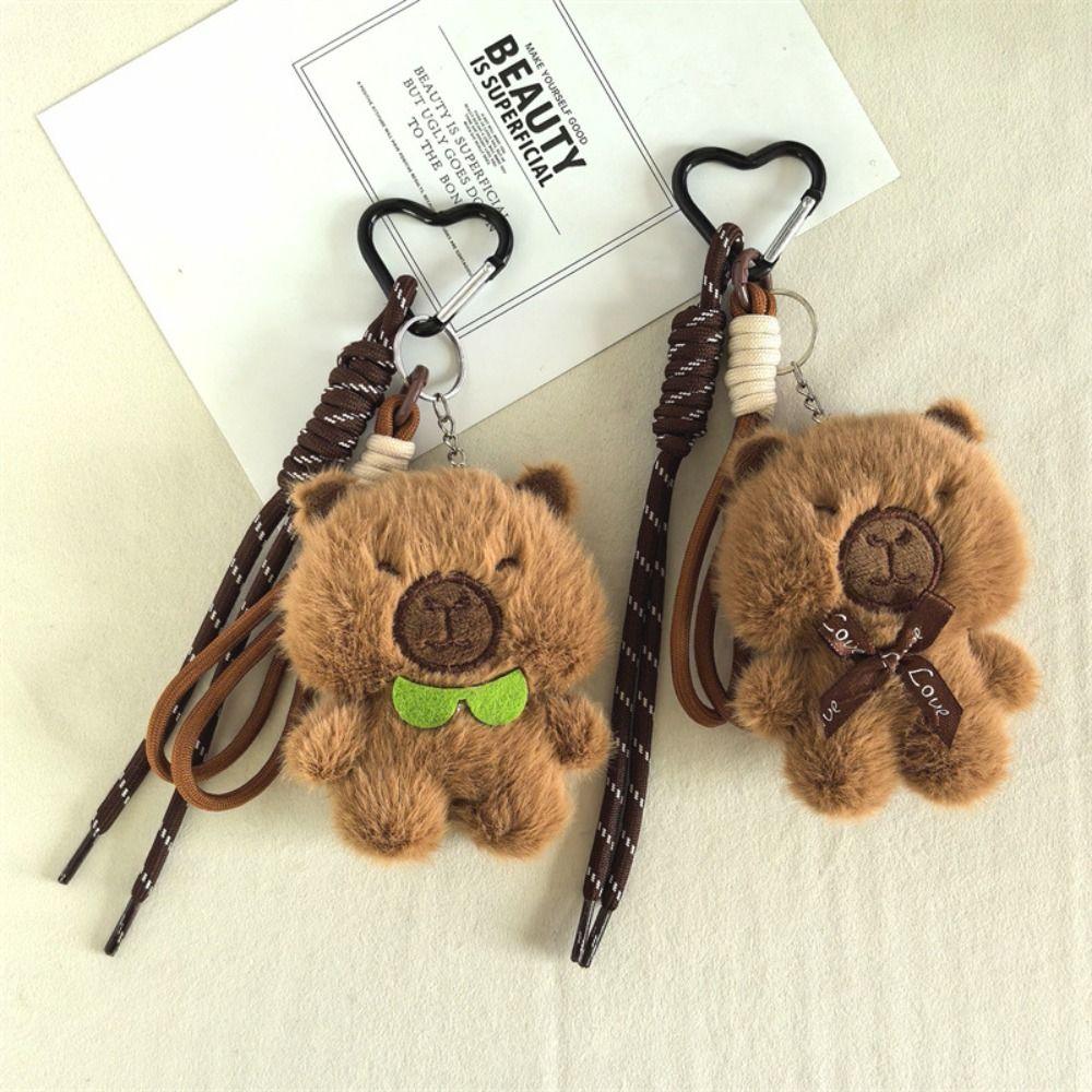 Soft Plush Capybara Keychain Fluffy Kapybara Key Chain Capybara Plush Doll Pendant  Children Girl