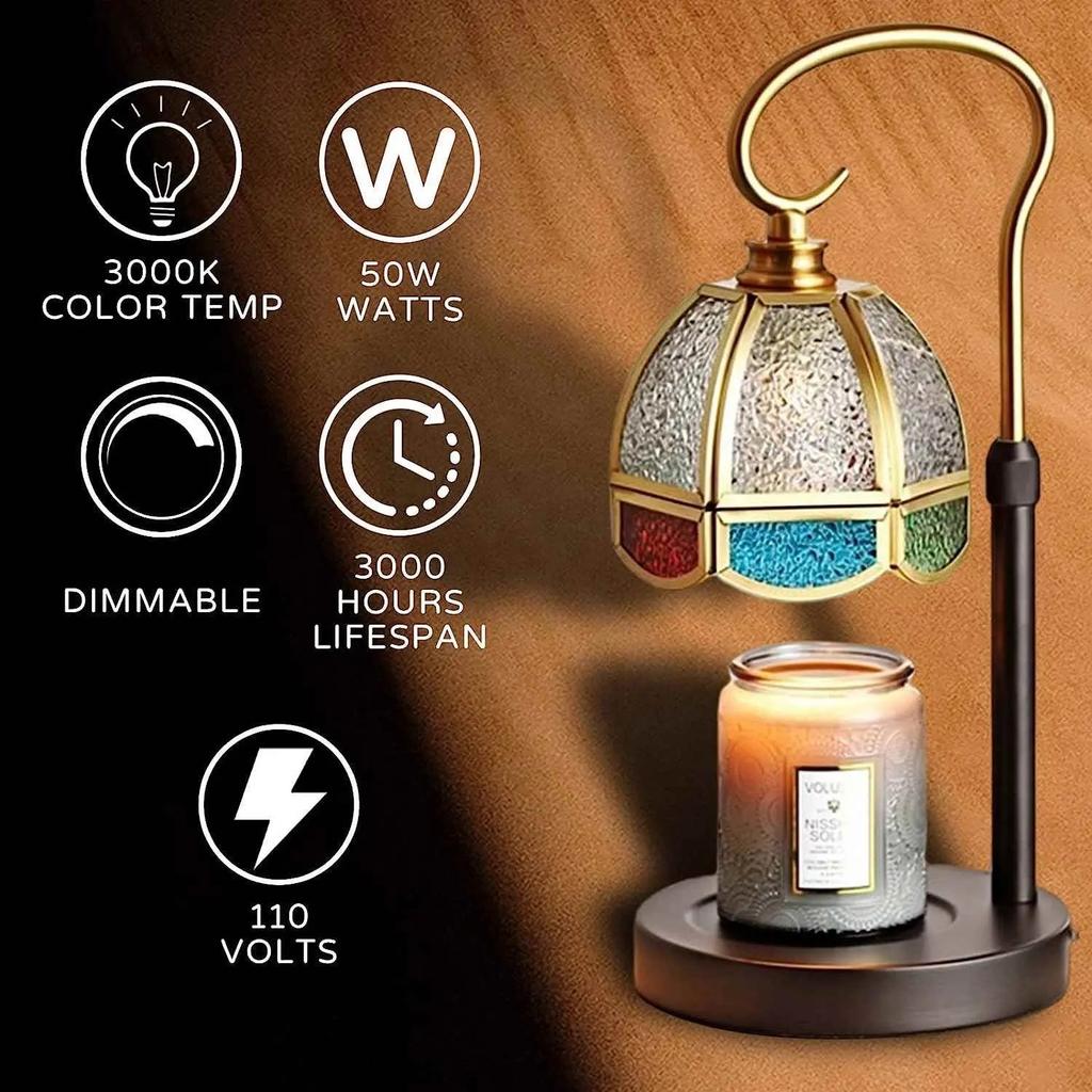 Electric Candle Warmer Lamp House Warming Gifts New Home Decoration Desk Lamp Wax Melting Lamp Colour Glass Candle Lamp