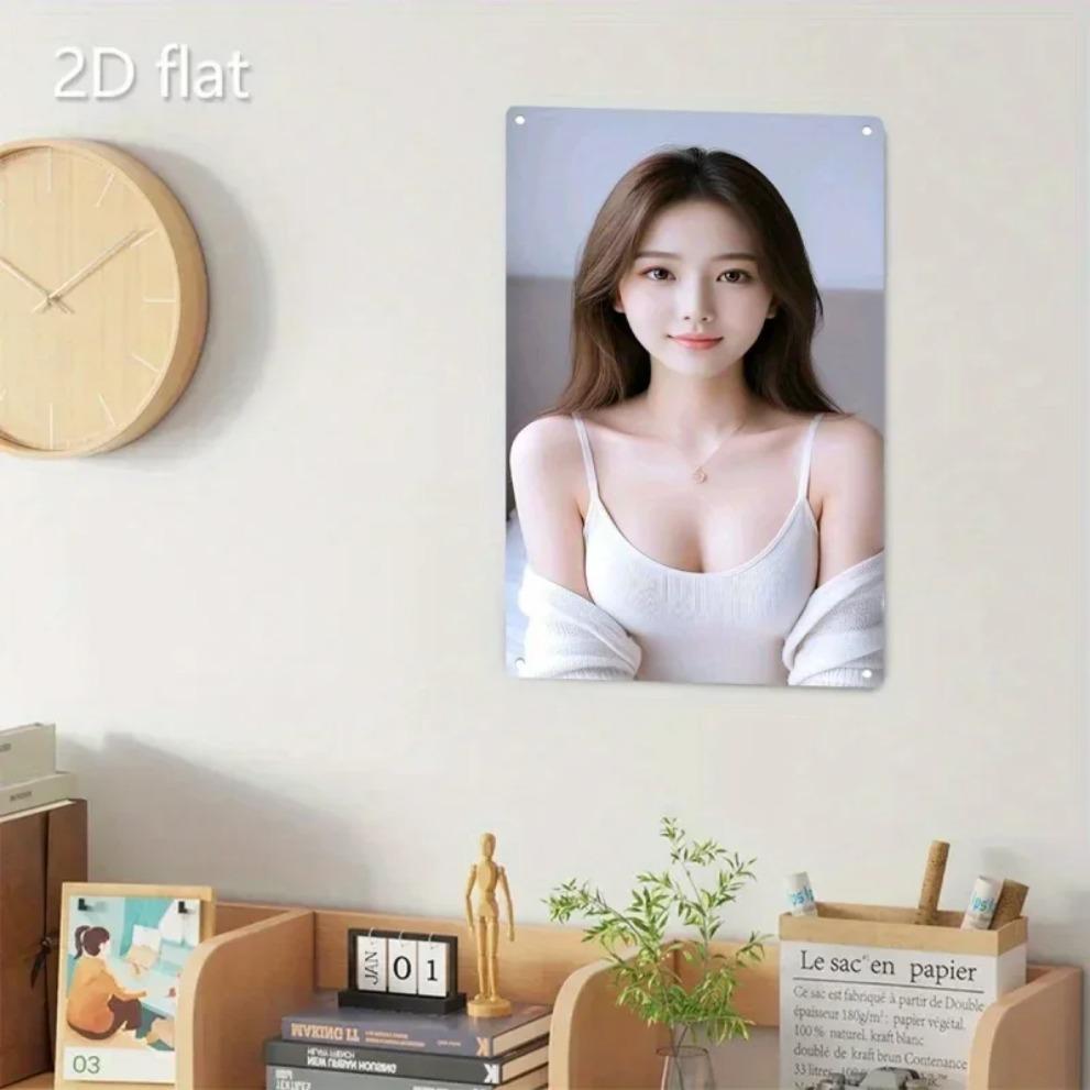ShineArt Decoração de Parede em Metal Porta-Retrato de Retrato Feminino Vintage, Beleza Coreana Escritório em Casa Café Instalação Sem Ferramentas Presente