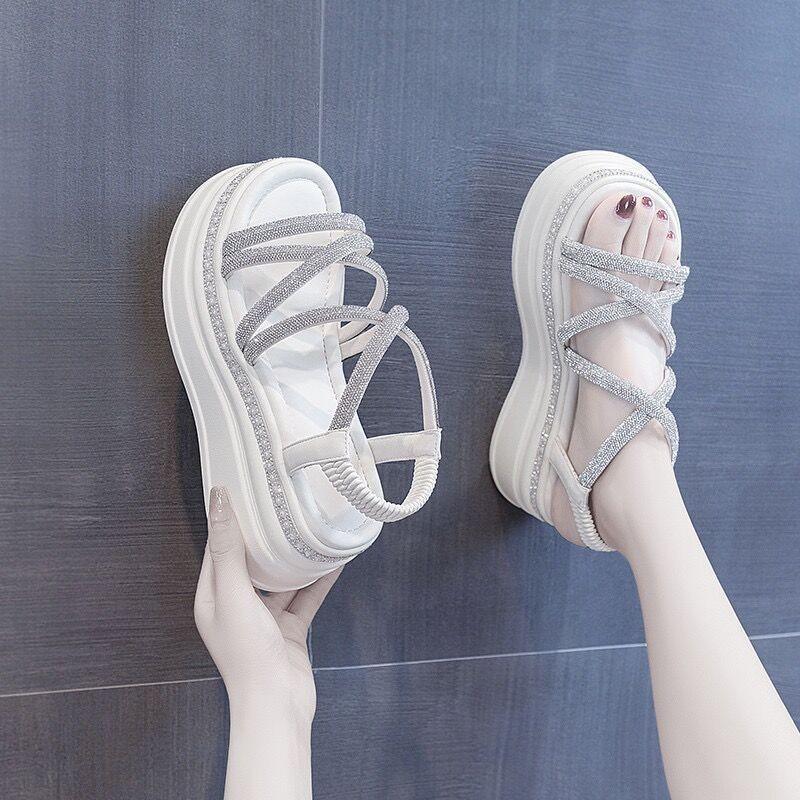 Fashion 2025 Spring/Summer New Interior Height Roman Sandals Women's Thick Bottom Fashion Sponge Cake Slope Heel Sports Sandals