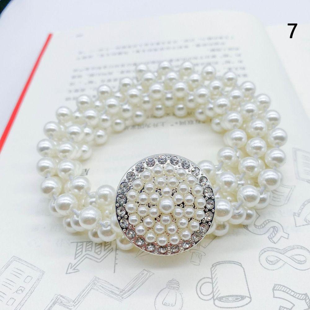 Elegant Pearl Waist Belt Elastic Waist Chain New Elastic Belt  for Women