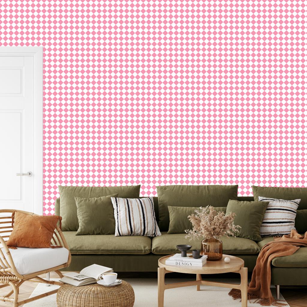 Geometric Diamonds Wallpaper Powder Pink, Soft Shapes 50x1000