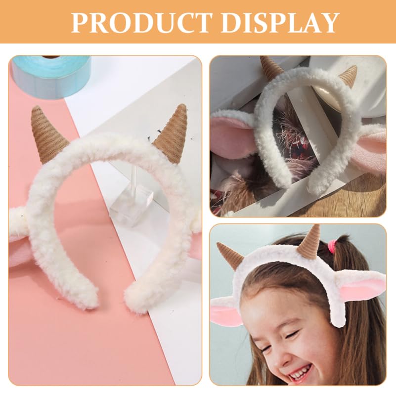 [OATIPHO] 2-Piece Claw Headband, Goat Horn Headband, Sheep Ear Cosplay Prop, Plush Sheep Headband, Party Sheep Ear Hair Decoration, Role-Playing