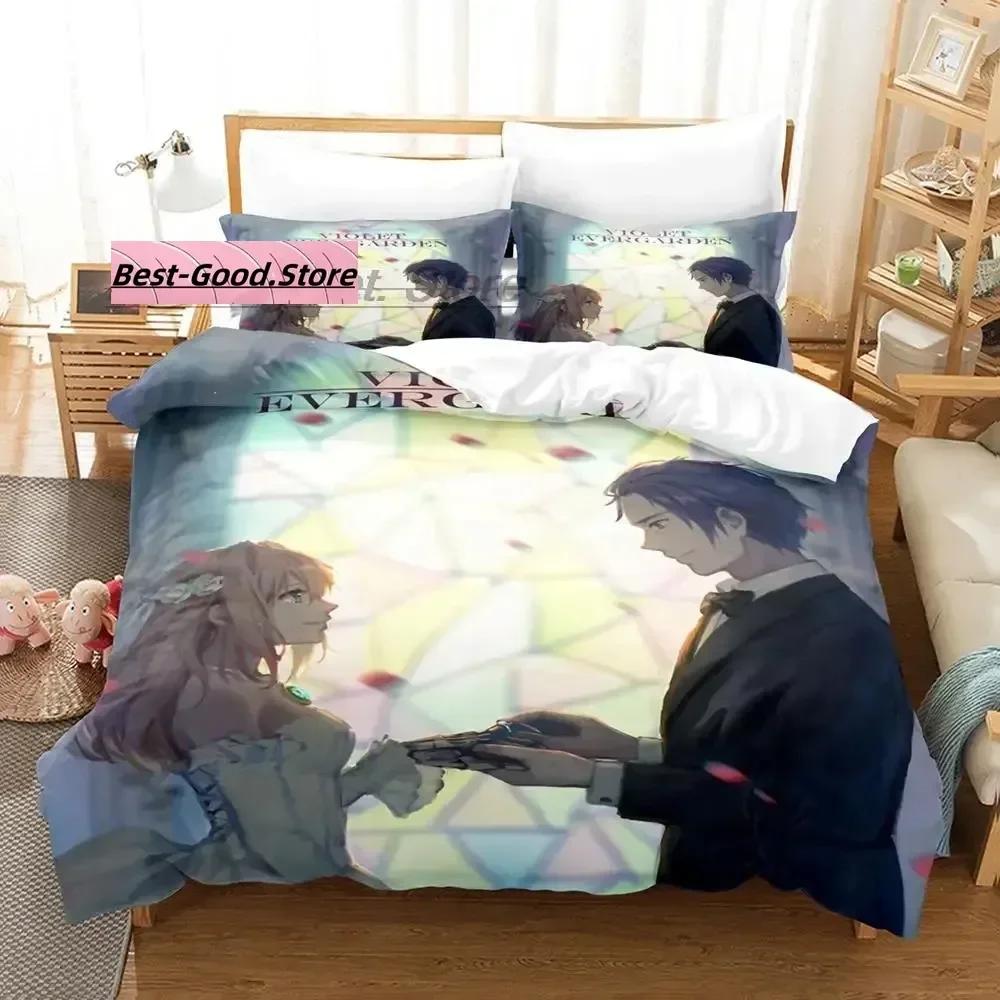 Violet Evergarden Bedding Set Single Twin Printed Bed Set With Pillowcase Duvet Cover Soft Single Double Queen Super King Size