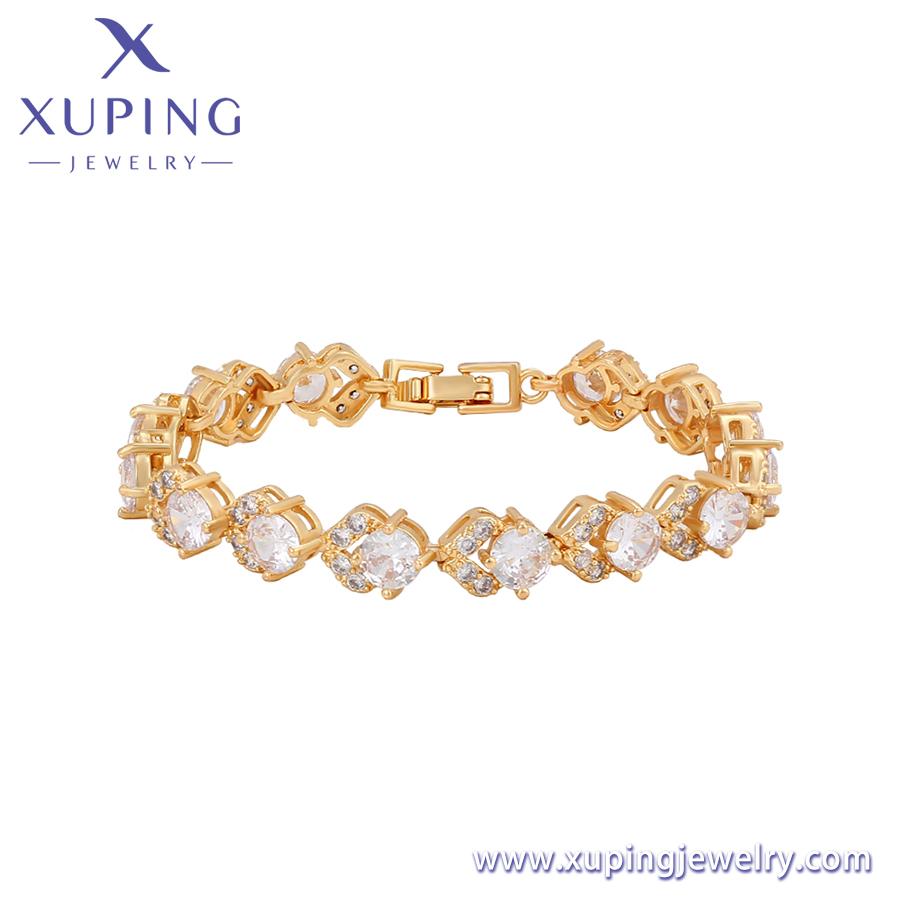 Bracelet -594 Xuping Jewelry Fashion, Delicate Personality, Simple 18K Gold Diamond Inlaid Beautiful Temperament Bracelet 17-19cm