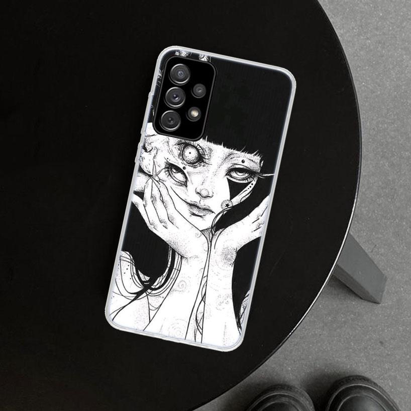 Japanese Horror Manga Style Phone Case Cover For Samsung Galaxy A12 A22 A32 A52 A72 A02S A51 A50S A31 A20S A10S Note 20 Ultra 10