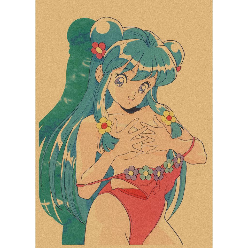 Sakura Diaries Retro Kraftpapier Manga Illustration Wandkunst