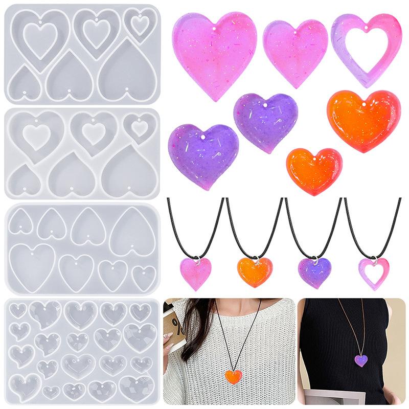 Heart Shape Earring Pendant Silicone Mold Diy Love Series Keychain Epoxy Resin Mold Valentine'S Day Jewelry Making Accessories