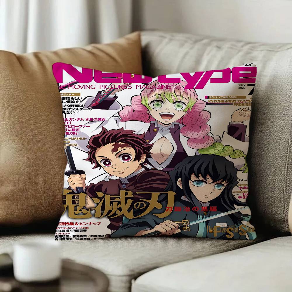 Classic Anime Demon Slayer Decorative Room Aesthetics Pillow Case Home Decor Bedroom Sofa Bed Couch Pillow Cover x
