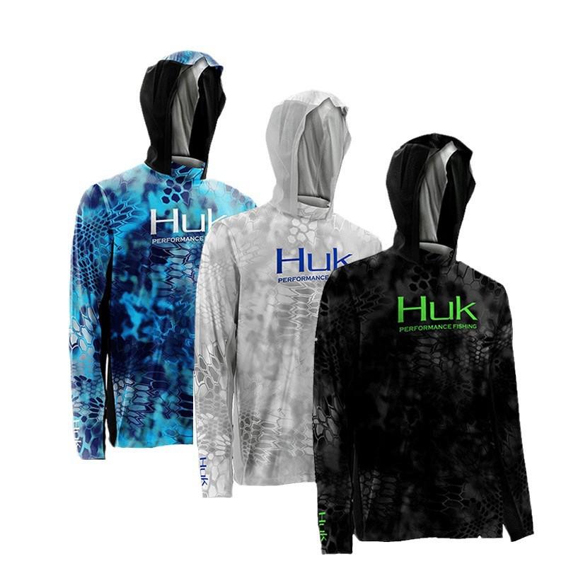 Mens Long Sleeve Fishing Hoodie UPF Sun Protection Quick Dry Outdoor Apparel Lure