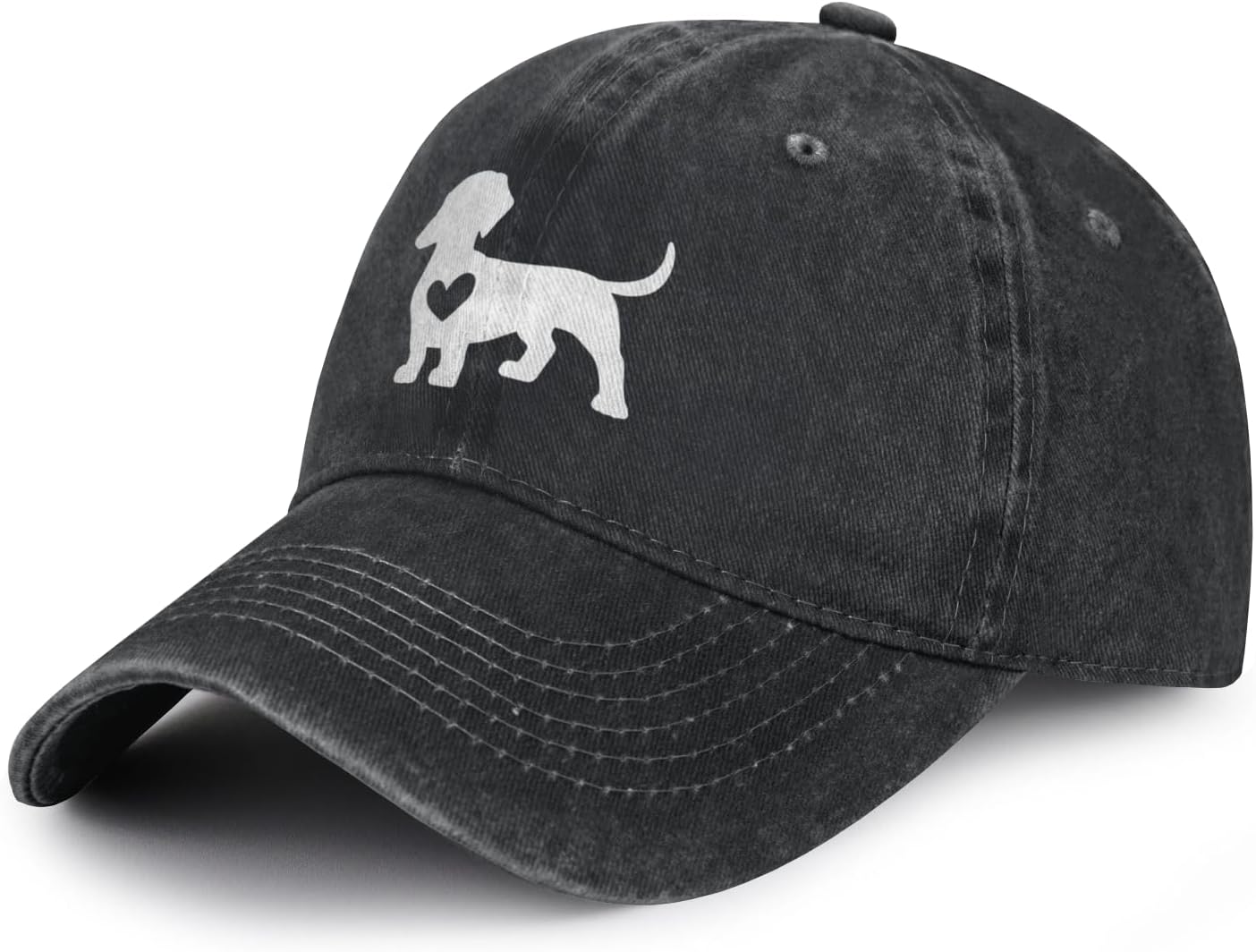 

Dachshund Heart Print Baseball Cap Dog Lover Distressed Washed Adjustable Outdoor Casual Cap One Size