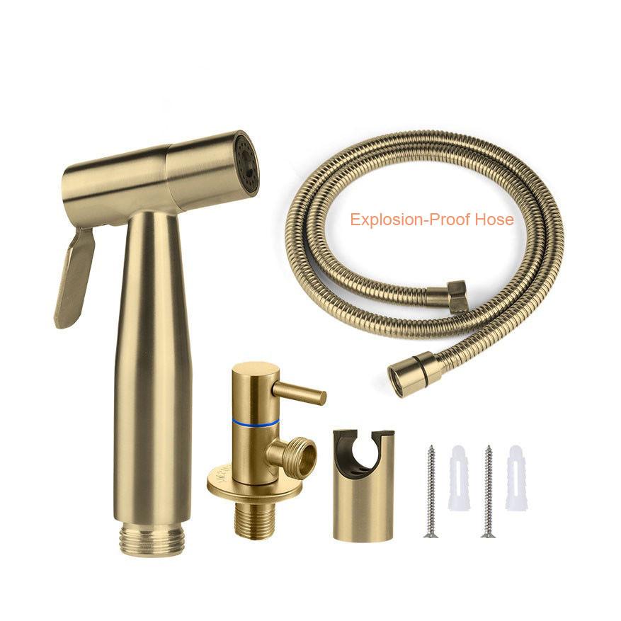SUS304 Stainless Steel Bidet Sprayer Set Toilet Wall Mounted Single-tube Handheld Sprayer with Explosion Proof Hose