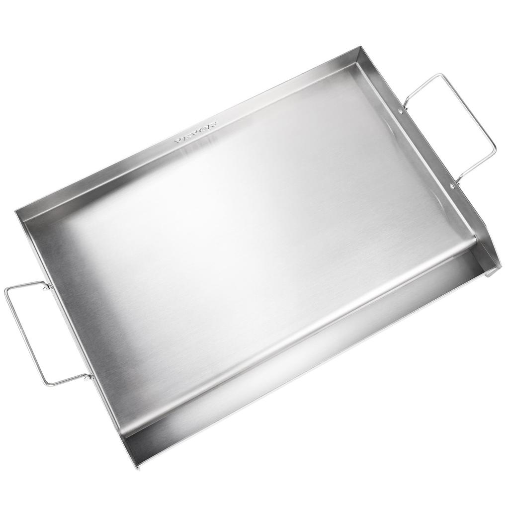 VEVOR Stove Top Griddle, 23.5"x16" Pre-Seasoned Stainless Steel Griddle, Rectangular Double Burner Griddle Pan