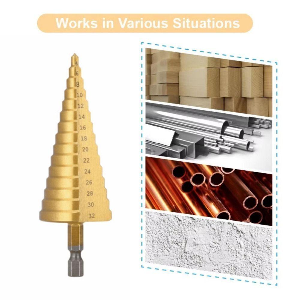 3Pcs Heavy Duty Hole Drill Bits Multiple Hole Sizes Hole Cutter Step Drill Bit Set Metal Drilling