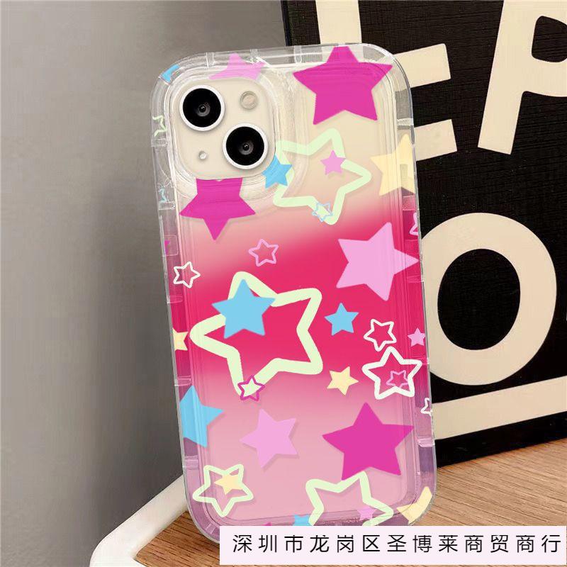 Color Pentagram Apple 15 Mobile Phone Case Iphone14promax Transparent Soft Rubber 13/12/11 All-inclusive Anti-drop