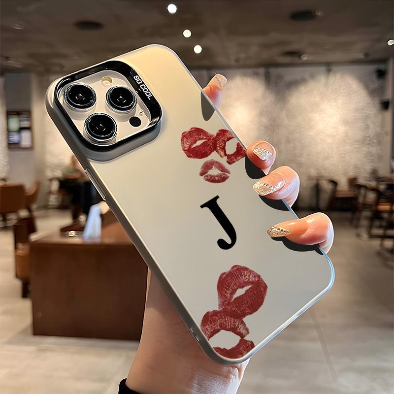 Letter J Sexy Lips Beautiful Case for iPhone 17 16 15 14 13 12 11 Pro/ Max /Plus XR XS Anti-fall and Shock Rear Cover
