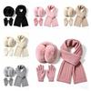 Elastic Woolen Neck Scarf Cold Proof Knitted Scarf Fashion Kids Earmuffs Scarf Gloves Set  Daily