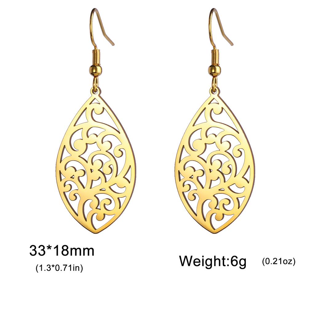 Bohemian Flower Filigree Drop Earrings Stainless Steel Waterproof Dangle Earring Women Ethnic Jewelry Valentine Gift