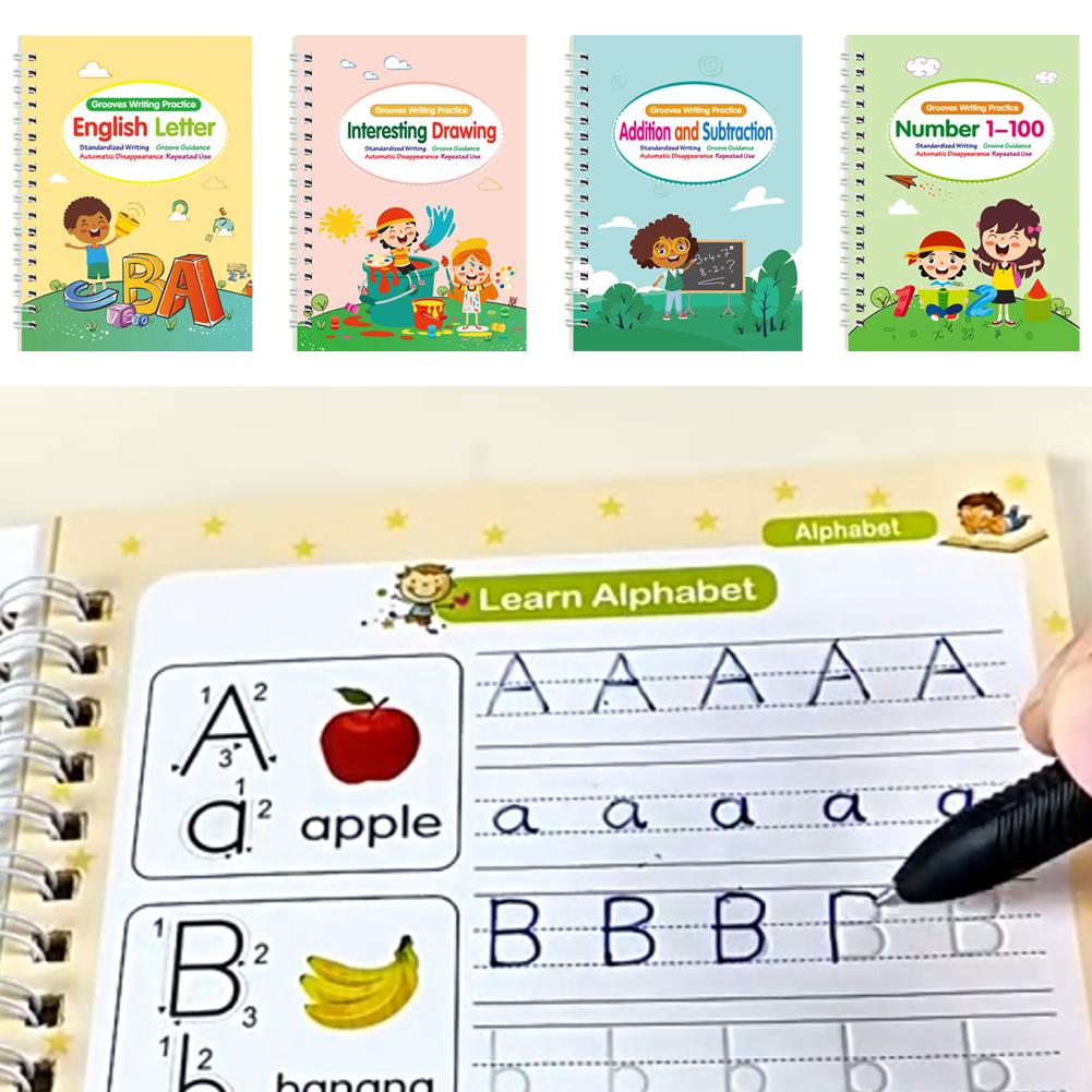 Children Groove Calligraphy Practice Book Pen control training Reusable Copy Book Learning early childhood education set for Kid