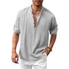New Men's Cotton and Linen Shirt Casual Beach Hippie Shirt Long Sleeve T-Shirt * Shirt
