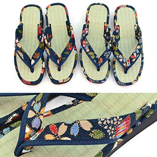 Takeharu Tatami Indigo Vegetable Color Medium Women's Japanese-Made Sandals/Slippers, Dyed, (Size 48),