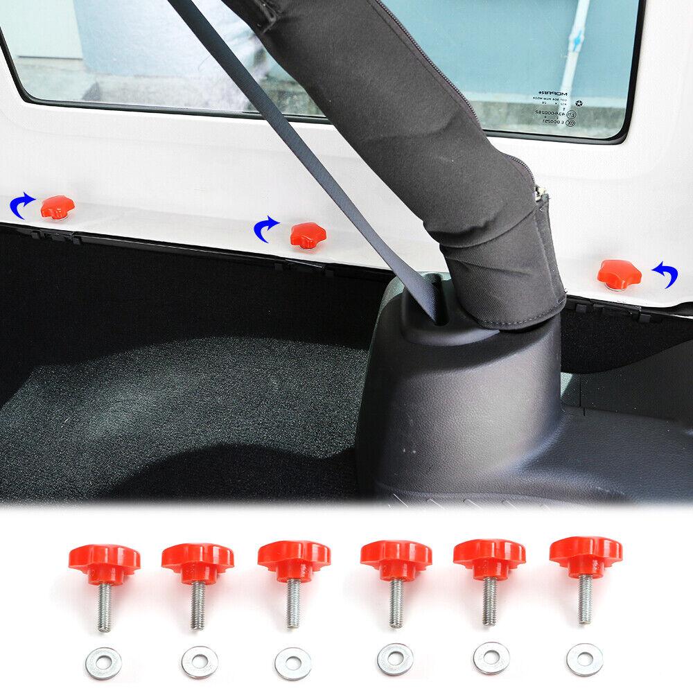 6pcs Hardtop Removal Bolts Roof Thumb Screws for Jeep Wrangler JK JL 4-Door Red