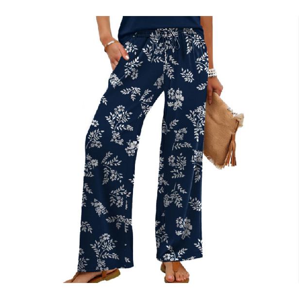 2026 New Women's Printed Wide-Leg Pants, Loose Casual Long Pants, Fashionable, Versatile, and Comfortable