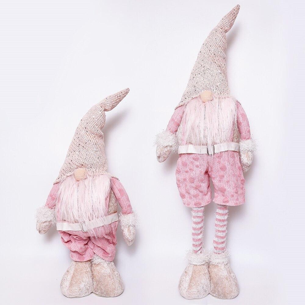 Pink Retractable Christmas Gnome Long Legs Standing Faceless Santa Dolls Forest Man Telescopic Toy Decoration Ornaments Gift Kid