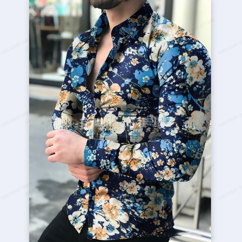 2024 Neues Hawaii Tropisches Luxus 3D Gedrucktes Blumenmuster Hemd Herrenmode Bequem Lässig Langarm Strand Roll-On Oberteil