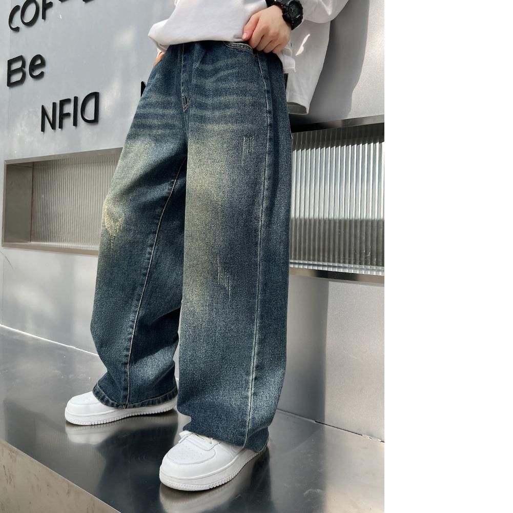 

Брюки для мальчиков Весенне-осенние модели Детские весенние джинсы Брюки для больших детей Красивые прямые брюки 170 синий