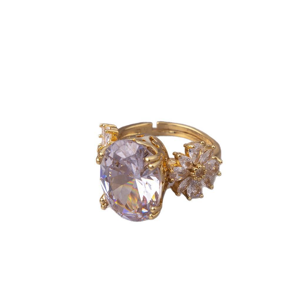 High-End Large Carat Zircon Retro Saturn Ring