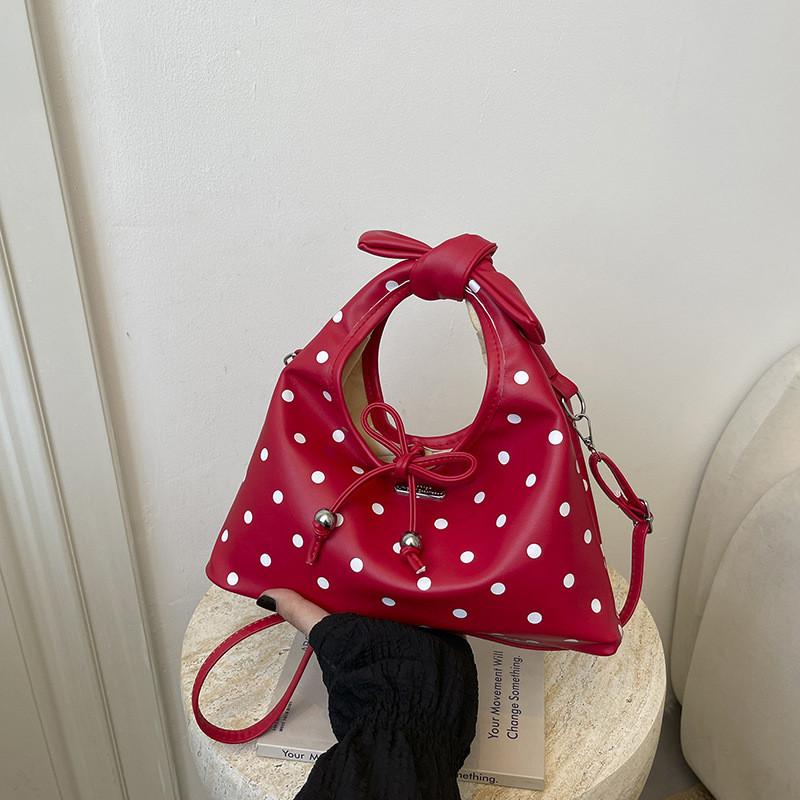 Pu Retro Polka Dot Duffle Bag With Magnetic Closure For Daily Casual Use