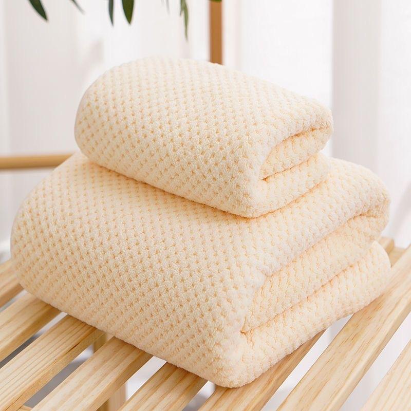 Coral Velvet Towel Bath Towel Set Pineapple Grid Absorbent Gift Towel Bath Towel Set