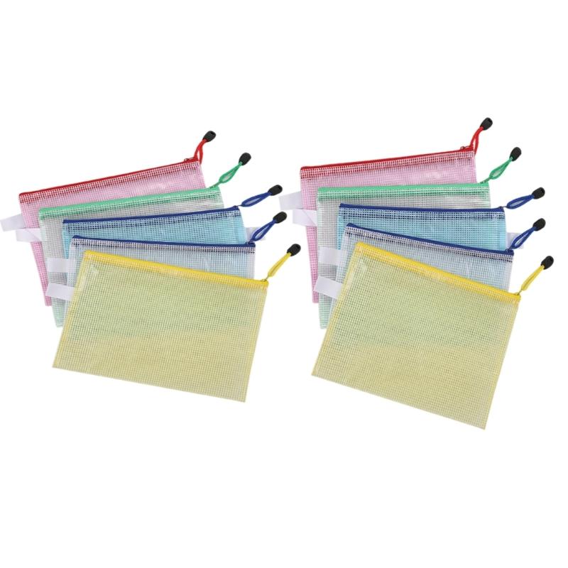 10 Pcs A4 B4 Document Folders File Folders with Zippers Receipt Storage Bag Document Organizers Clear Document Bag