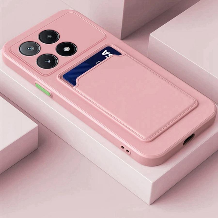

Роскошный мягкий силиконовый чехол-кошелек для Xiaomi 14T 11T 13T Poco C75 M3 M4 X7 F7 Redmi A3 9C 13C 14C Note 9 10 11 12 13 14 Pro, держатель для карт, слот, задняя крышка Xiaomi 11T розовый
