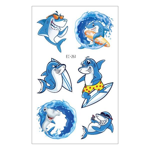 Waterproof Children's Pirate Shark Tattoo Stickers - Birthday Party & Cartoon Design