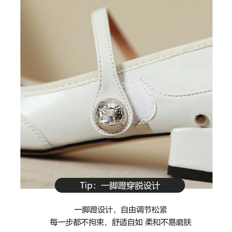 Retro Mary Jane Shoes French Low-heeled Single Shoes Women's 2025 New Spring and Autumn Foreign Trade Women's Shoes Square Head High Heels Thick Heel