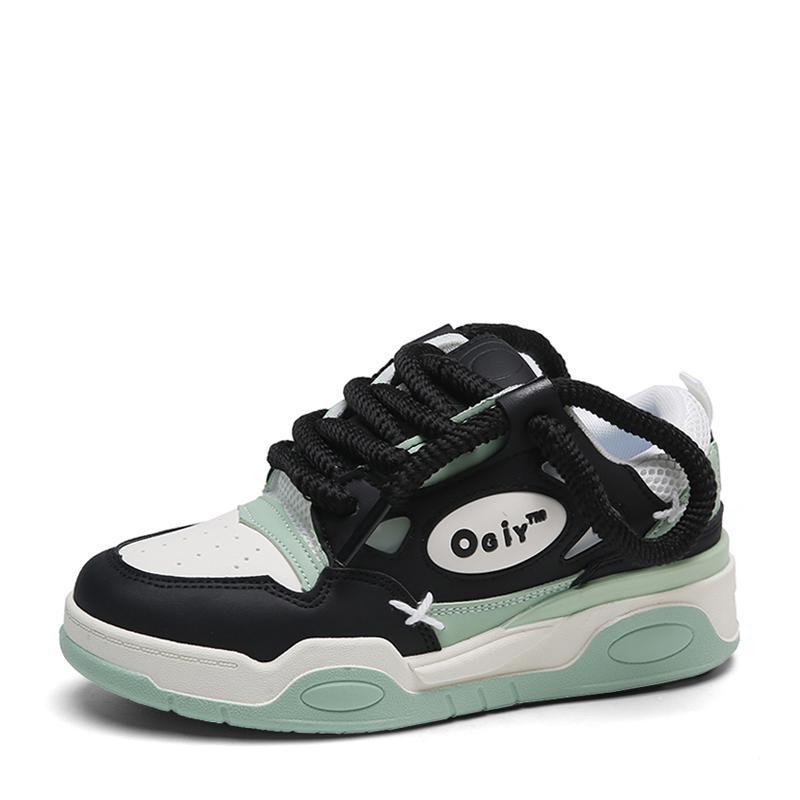 Mode Damen Casual Skateboard Schuhe Dicksohlige Klobige Sneaker Paar Atmungsaktiv Schnürschuhe Vulkanisierte Schuhe Damen Plateau-Sneaker