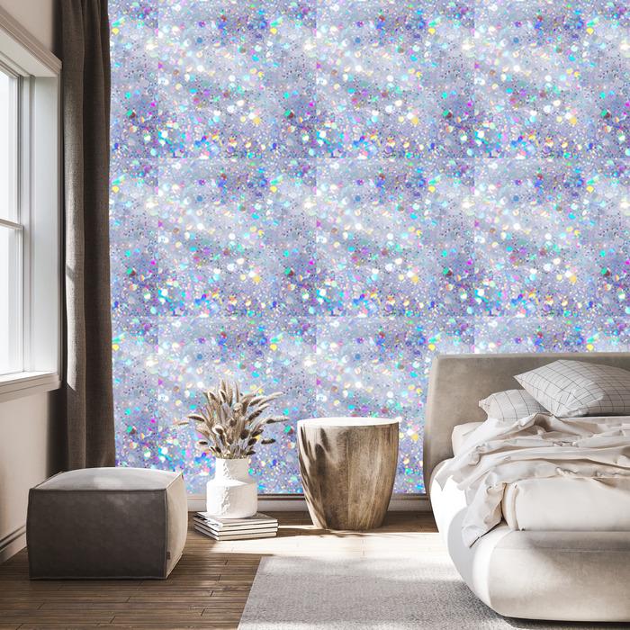 Iridescent glitter wallpaper blue and light gray 50x1000