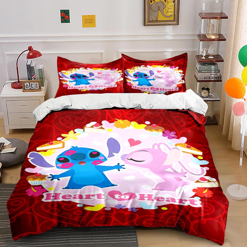 Cartoon Heart to Heart Bedding Set Bedding set (1 duvet cover, 2 pillowcases, duvet not included) 135x200cm