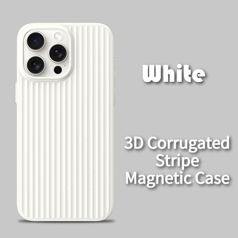 Original 3D Corrugated Texture Luggage Magnetic Cover for IPhone Air 17 16 15 14 13 12 Pro Max for Magsafe Wireless Charge Funda
