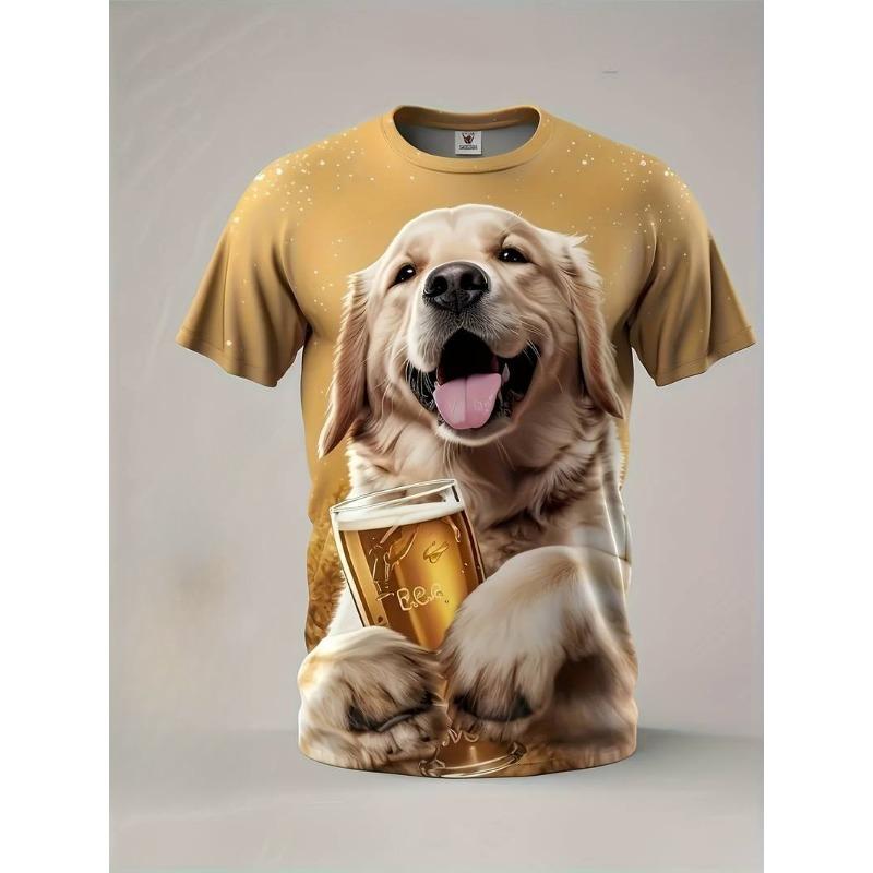 Dog Animal Pattern 3D T-shirt for Summer Men's Casual Round Neck Plus Size T-shirt Top 6XL