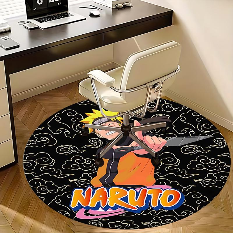 Naruto Character Print Chair mat Round Rug-Office carpet, Machine Washable, Non-slip, Suitable for Living Rooms, Bedrooms