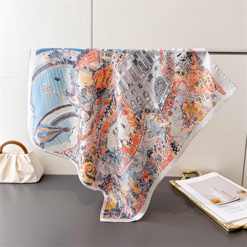 Print Scarf Headband Turban Hijab Fashion Female Square Headscarf Shawl Bandana Neckerchief Windproof Handkerchief Luxury Wraps