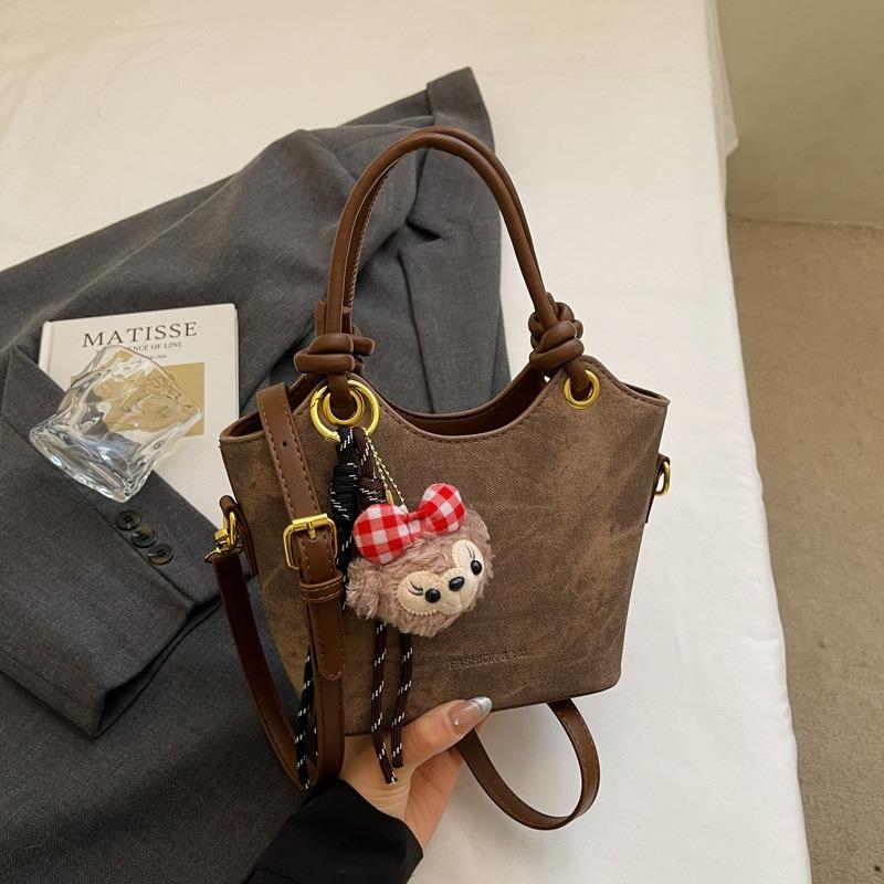 Trendy Fashion Bucket Bag Women's Autumn and Winter Simple Versatile Shoulder Bag High-end Casual Women's Bag