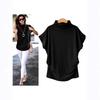 2 Comfortable Women's Clothing, Semi-turtleneck Bat Sleeves, Solid Color Short-sleeved T-shirts for Women