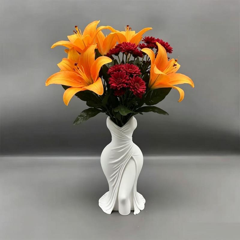Gown Shaped 3D Printed Flower Vases Twisted Design Minimalist Style Elegant Dress Vase Flower Arrangement Decor