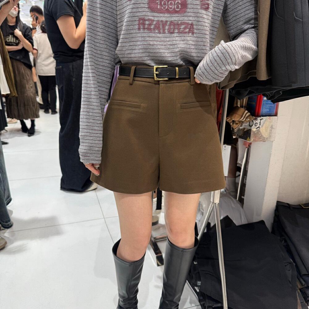 Women's High Waist Straight Leg Wool Blend Shorts Solid Color A Line Casual Summer Hot Pants