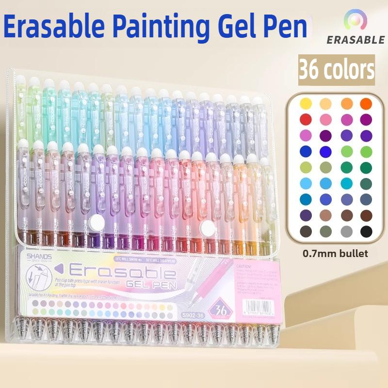SHANDS 36/12 Colors Clickable Erasable Gel Pens 0.7mm for Kids Drawing Sketching Quick Dry School Office Supplies Stationery