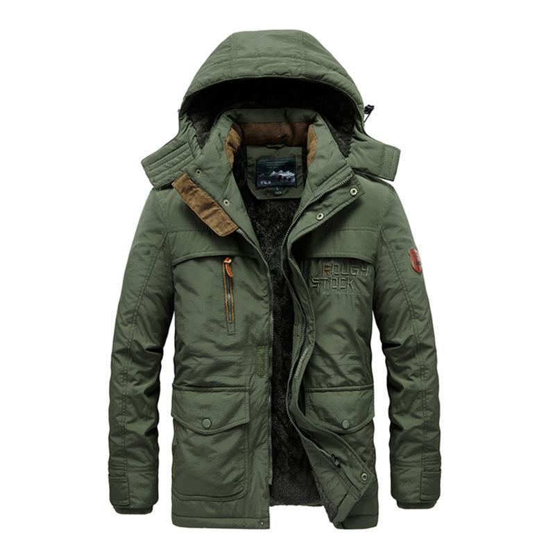 Winter Men's Clothing Fleece Thickened Cotton-padded Clothes Medium and Long Warm Large Size Multi-pocket Cotton Clothes
